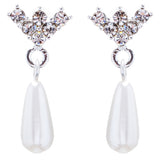Bridal Wedding Jewelry Set Crystal Rhinestone Teardrop Pearl Soft V Necklace