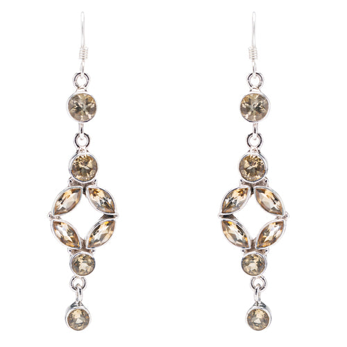 925 Sterling Silver Gemstones Amazing Citrine Dangle Earrings FJSE2130