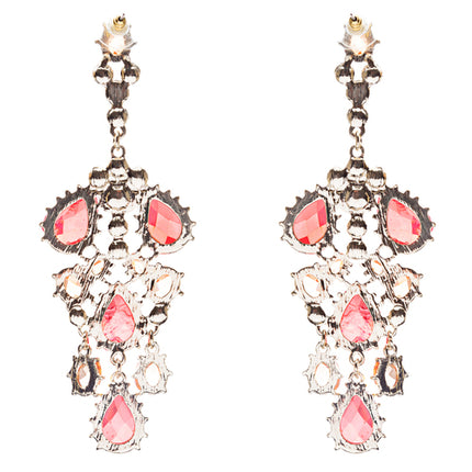 Fashion Chic Sparkle Crystal Rhinestone Stone Dangle Statement Earrings Red - Accessoriesforever