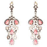 Fashion Chic Sparkle Crystal Rhinestone Stone Dangle Statement Earrings Red