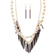 Elegance Fashion Faux Pearl Multi Layered Chain Necklace And Earrings JN262Black