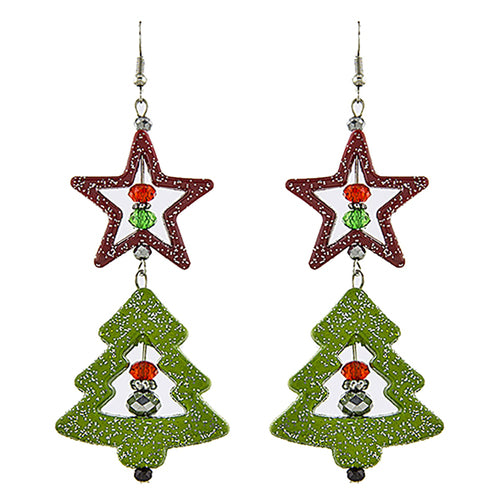 Christmas Jewelry Holiday Xmas Tree Design Fashion Dangle Earrings E1189 Multi