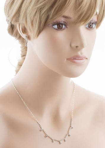 Bridal Wedding Jewelry Set Crystal Rhinestone Vintage Chic Necklace Silver - Accessoriesforever