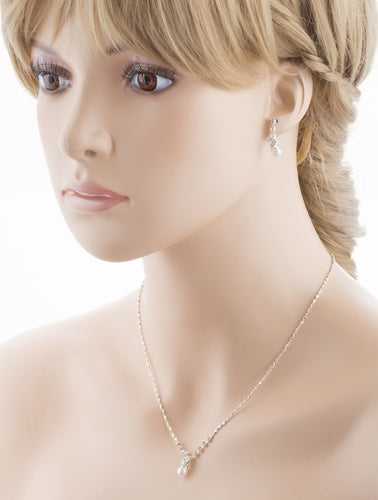 Bridal Wedding Jewelry Set Dainty Pearl Rhinestone