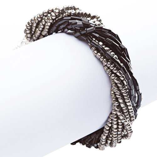 Fashion Statement Crystal Rhinestone Unique Link Stretch Bracelet B474 Black
