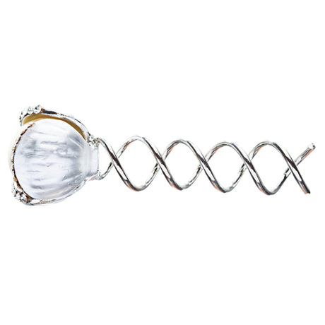 Bridal Wedding Jewelry Hair Spiral Pin Crystal Rhinestone Pearl Bud Silver