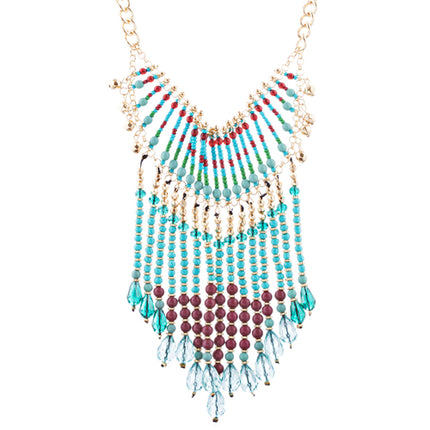 Magnificent Drape Design Bead Fashion Statement Necklace N101 Turquoise