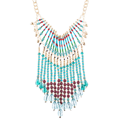 Magnificent Drape Design Bead Fashion Statement Necklace N101 Turquoise