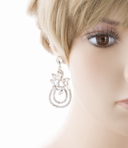 Bridal Wedding Jewelry Crystal Rhinestone Elegant Dangle Earrings E951 Silver - Accessoriesforever
