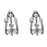 Fashion Trendy Chic Crystal Rhinestone Stylish Sparkle Hoop Earrings Silver