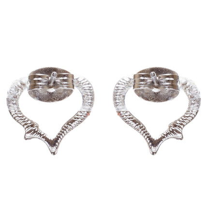 Valentines Jewelry Wedding Romantic Heart Charm Stud Style Earrings E957 Silver - Accessoriesforever
