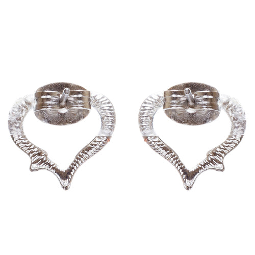 Valentines Jewelry Wedding Romantic Heart Charm Stud Style Earrings E957 Silver - Accessoriesforever