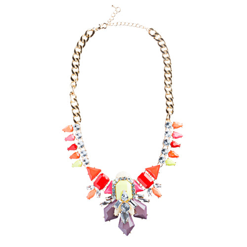 Audacious Trendy Crystal Rhinestone Statement Jewelry Necklace N73 Multi - Accessoriesforever