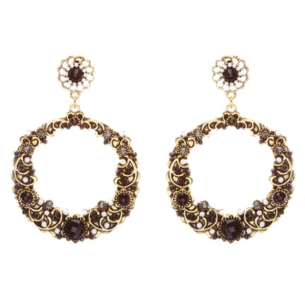 Striking Fashion Crystal Rhinestone Intricate Arrangement Earrings ER828 Black