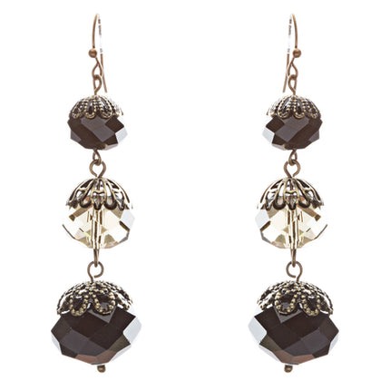 Modern Fashion Chic Cut Out Balls In Linear Arrangement Earrings E834 Black