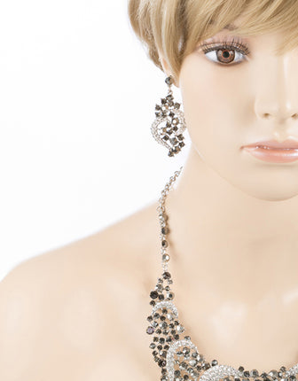 Bridal Wedding Jewelry Crystal Rhinestone Complex Design Necklace Set J539 Black - Accessoriesforever