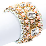 Beautiful Stone Fabric Crystal Rhinestone Latch Fashion Wide Bracelet B456 Pink