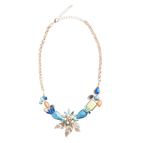 Intricate Design Crystal Rhinestone Beautiful Flower Charm Necklace N74 Multi - Accessoriesforever
