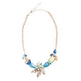 Intricate Design Crystal Rhinestone Beautiful Flower Charm Necklace N74 Multi