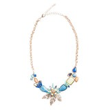Intricate Design Crystal Rhinestone Beautiful Flower Charm Necklace N74 Multi