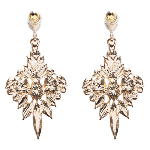 Beautiful Glamorous Bridal Crystal Rhinestone Dangle Fashion Earrings Gold Clear