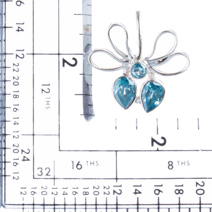 925 Sterling Silver Natural Gemstones Blue Topaz Pendant FJSVP2104 - Accessoriesforever