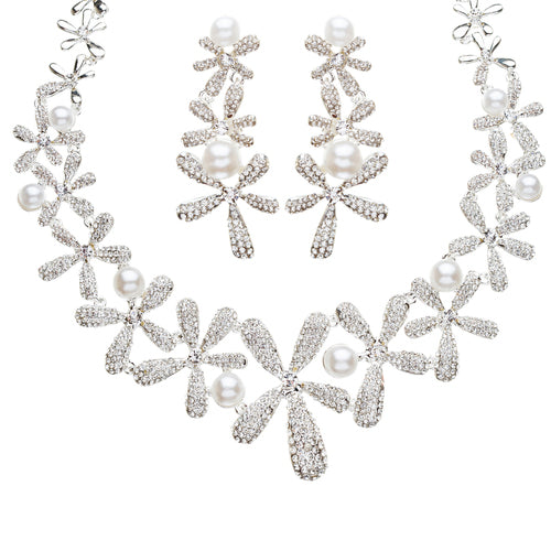 Bridal Wedding Jewelry Crystal Rhinestone Accurately Crafted Necklace J548 SV