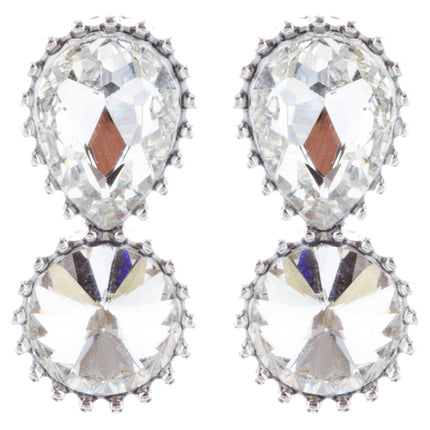 Bridal Wedding Jewelry Prom Simple Sparkle Fashion Dangle Earrings E974 Silver - Accessoriesforever