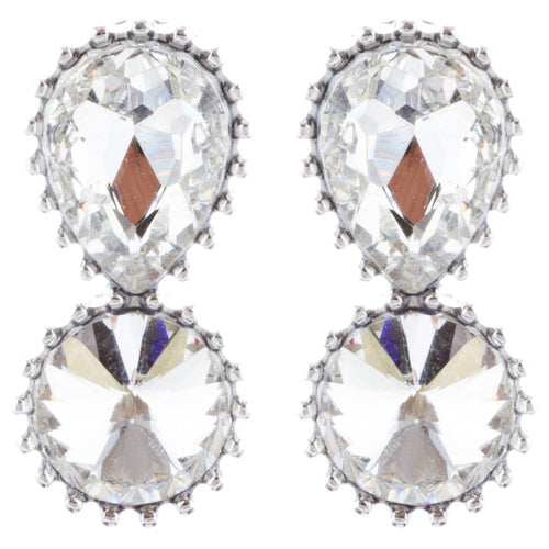 Bridal Wedding Jewelry Prom Simple Sparkle Fashion Dangle Earrings E974 Silver - Accessoriesforever