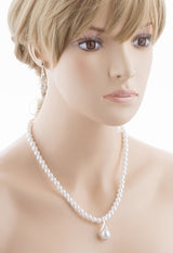 Bridal Wedding Jewelry Set Crystal Pearl Exquisite Necklace Silver