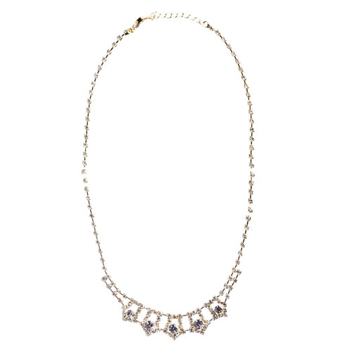 Bridal Wedding Jewelry Crystal Rhinestone Enticingly Elegant Necklace J579 Gold