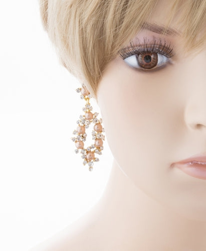 Bridal Wedding Jewelry Crystal Rhinestone Pearl Elegant Dangle Earrings Gold - Accessoriesforever