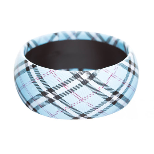 Fashion Trendy Stylish Plaid Pattern Design Bangle Bracelet Pretty Light Blue