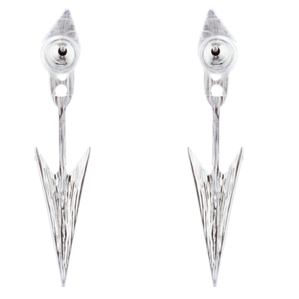 Trendy Chic Double Sided Crystal Rhinestone Arrow Design Post Earrings E1003 SV - Accessoriesforever