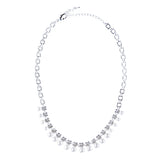 Bridal Wedding Jewelry Rhinestone Pearl Dangles Floral Necklace Set J666 Silver