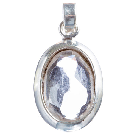925 Sterling Silver Natural Gemstones White Topaz Pendant FJSVP2095