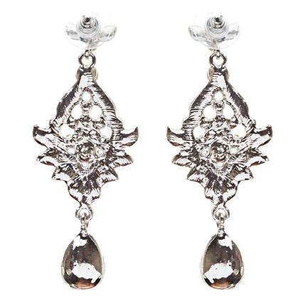 Bridal Wedding Jewelry Crystal Rhinestone Grand Flower Petals Earrings E734 BK