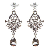 Bridal Wedding Jewelry Crystal Rhinestone Grand Flower Petals Earrings E734 BK