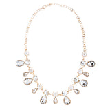 Bridal Wedding Jewelry Crystal Rhinestone Faux Pearl Tear Drop Necklace J530Gold