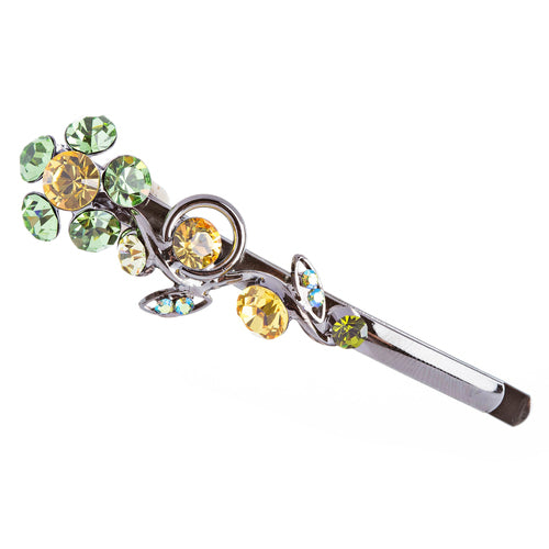 Austrian Crystal Hair Clip Jewelry Green & Yellow