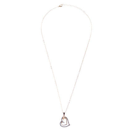 Valentines Jewelry Crystal Rhinestone Sparkling Hearts Necklace N92 Gold - Accessoriesforever