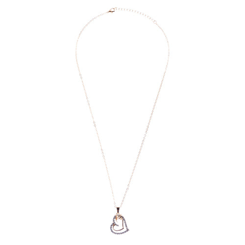 Valentines Jewelry Crystal Rhinestone Sparkling Hearts Necklace N92 Gold