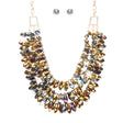 Beautiful Multi Layered Bib Design Cluster Bead Statement Necklace Set Multi