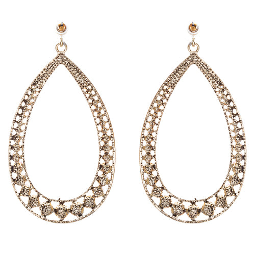 Crystal Accented Teardrop Dangle Earring Gold Purple - Accessoriesforever