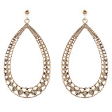 Crystal Accented Teardrop Dangle Earring Gold Purple