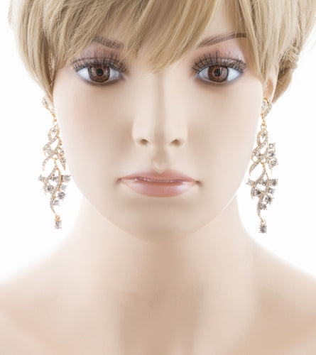 Bridal Wedding Jewelry Crystal Rhinestone Dazzling Chic Dangle Earrings E950 SV - Accessoriesforever