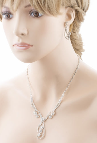 Bridal Wedding Jewelry Set Prom Crystal Rhinestone Elegant Necklace J462 SV - Accessoriesforever