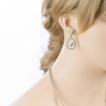 Bridal Wedding Jewelry Set Crystal Rhinestone Gorgeous Bib Design Necklace J584 - Accessoriesforever