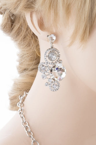 Bridal Wedding Jewelry Crystal Rhinestone Spellbinding Bib Necklace J506 Silver