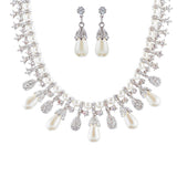 Bridal Wedding Jewelry Set Necklace Crystal TD Pearl Bib Choker Design Silver